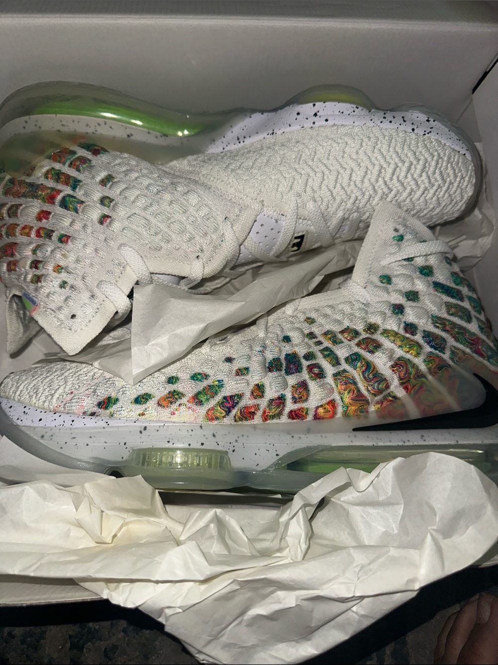 Men's Athletic Running Shoes - White with Multicolor Accents LEBRON XVII